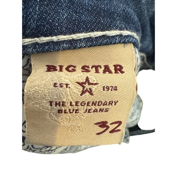 Big Star Legendary Bootcut Jeans Men’s Size 32 Blue Distressed Contrast Stitchin - Picture 5 of 7